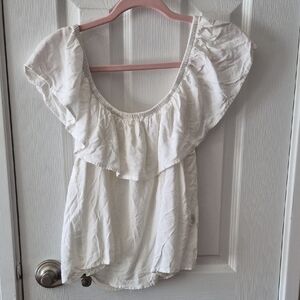 Old Navy Cream Ruffle Off-Shoulder Blouse